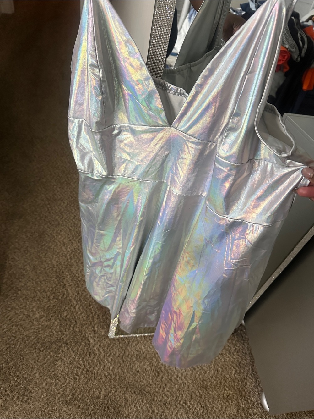 SHEIN Iridescent Holographic skater dress